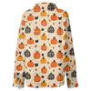 Women's Long Sleeve Button Down Shirt Casual Regular Fit Collared Top with Halloween Pumpkin Print Pattern for Seasonal Wear