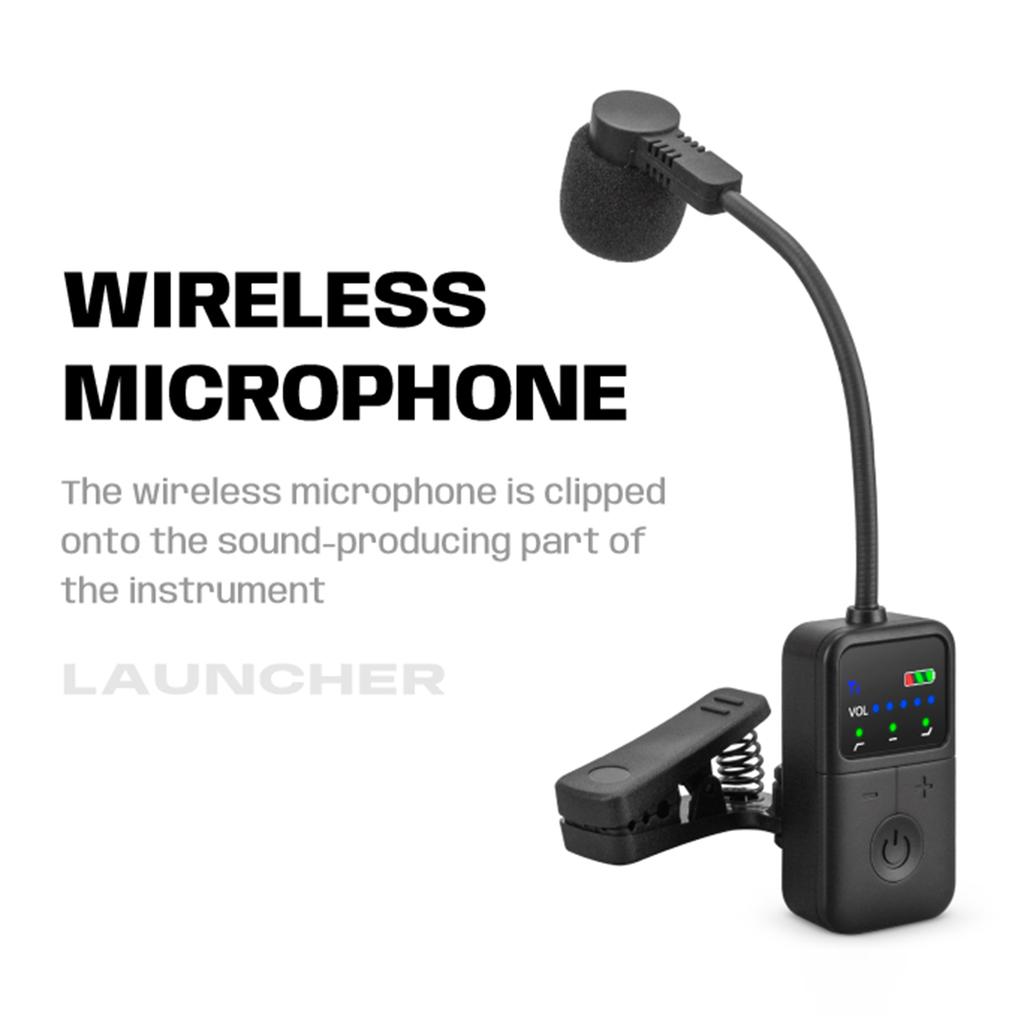 2.4GHz Wireless Mic Transmitter and Receiver Clip-on Instrument Microphone Saxophone Microphone for Saxophone and More