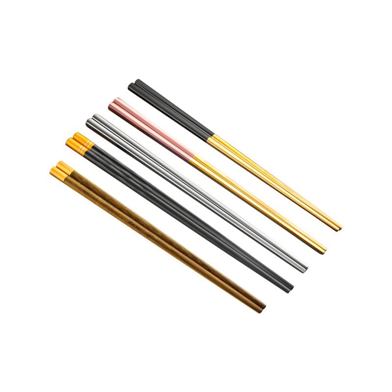 One Chopsticks Alloy Chopsticks Hotel Household High Temperature 304 Stainless Steel Chopsticks Solid Wood Chopsticks Single Pair Chopsticks Box