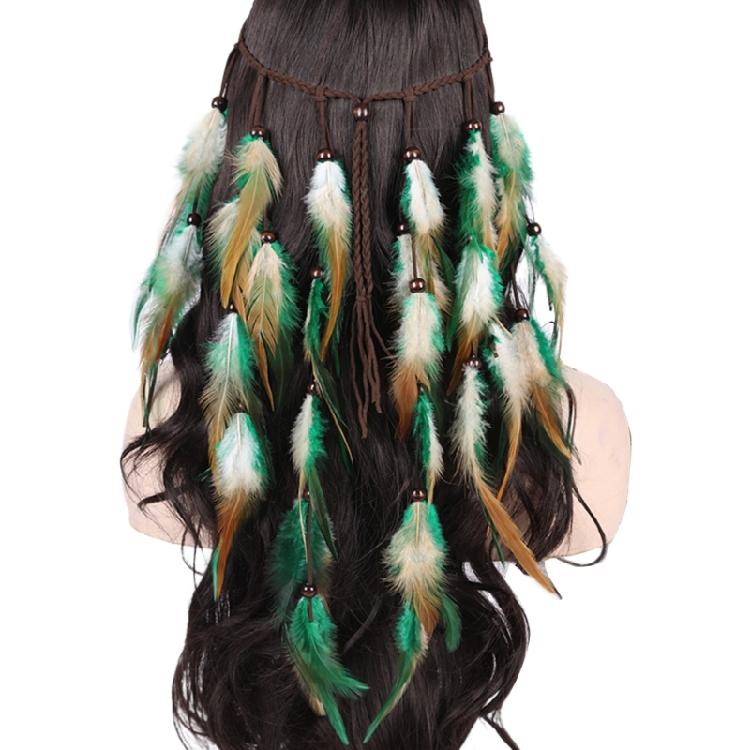 

Bohemia Style Headband with Feather&Beads Women Hair Hoop Wedding Tiaras
