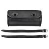Motorcycle Fork Bag PU Leather Handlebar Tool Pouch Sissy Bar Roll Storage Bag Saddle Bag With 2 Straps, Universal