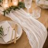 Polyester Fiber Cheesecloth Table Runner 90x400cm Pleated Table Runner  Coffee Table