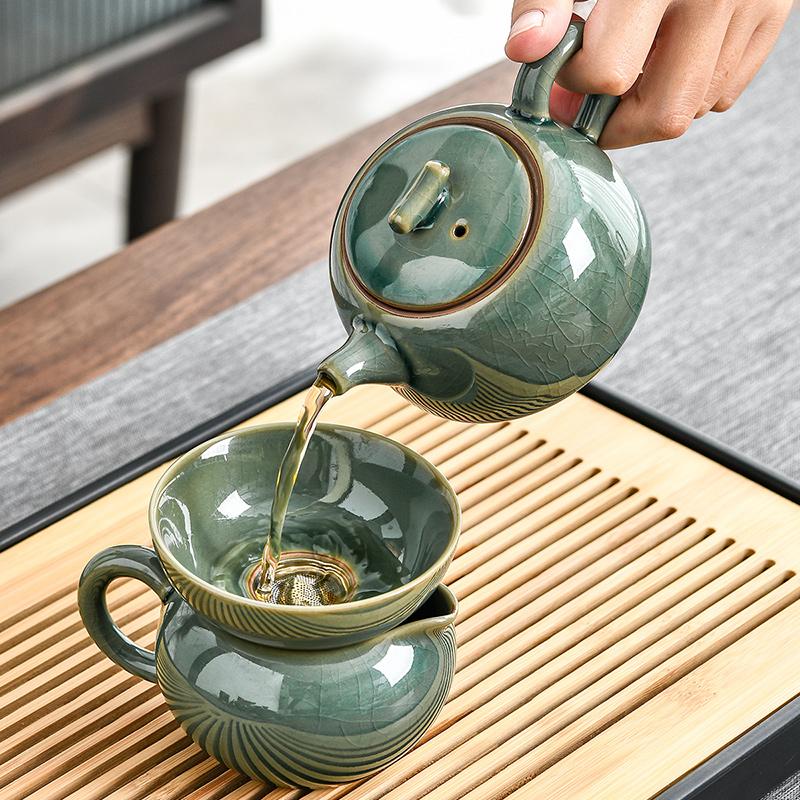 Ceramic Teapot manual Chinese ice crack split teapot can raise Xishi tea pots household Kung Fu tea pot Kung Fu Teapot Tea Cup