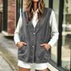 Women's Casual Denim Vest Loose Fit V-Neck Button Front with Pockets Color