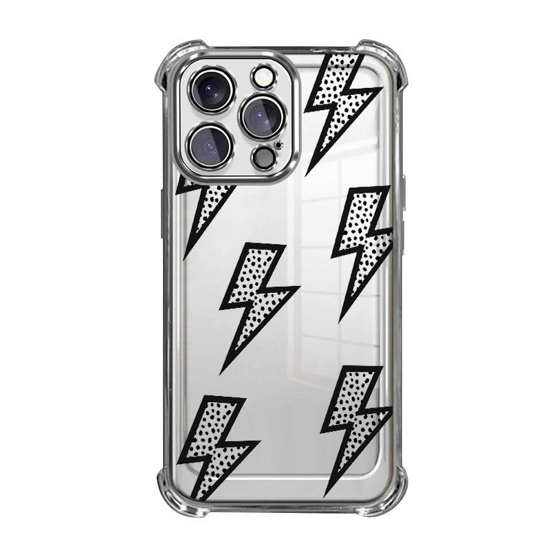 Graffiti Lightning Apple 17promax Transparent Mobile Phone Case iPhone12/13 Airbag Case IP15pro Anti-collision Case