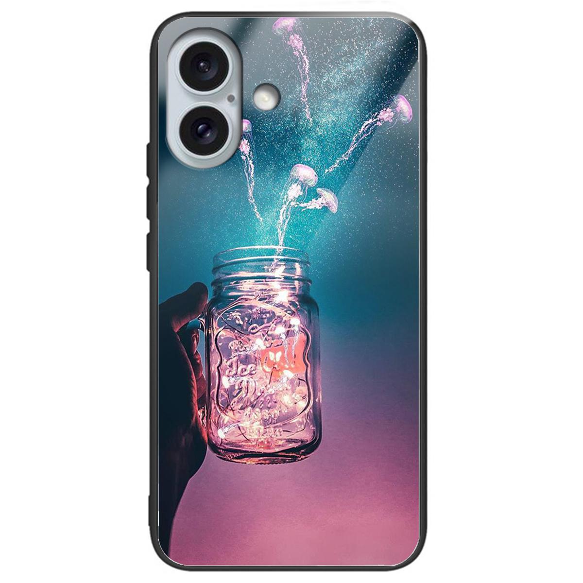 

For iPhone 16 Case Tempered Glass+TPU Phone Protector Pattern Printing