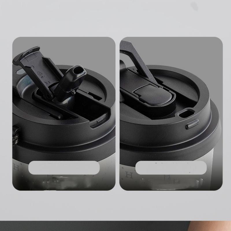 Insulated Coffee Mug with Ceramic Coating Travel Mug with Leak-proof Straw Lid Vacuum Double-wall Tumbler Thermal Cup Keep Cold