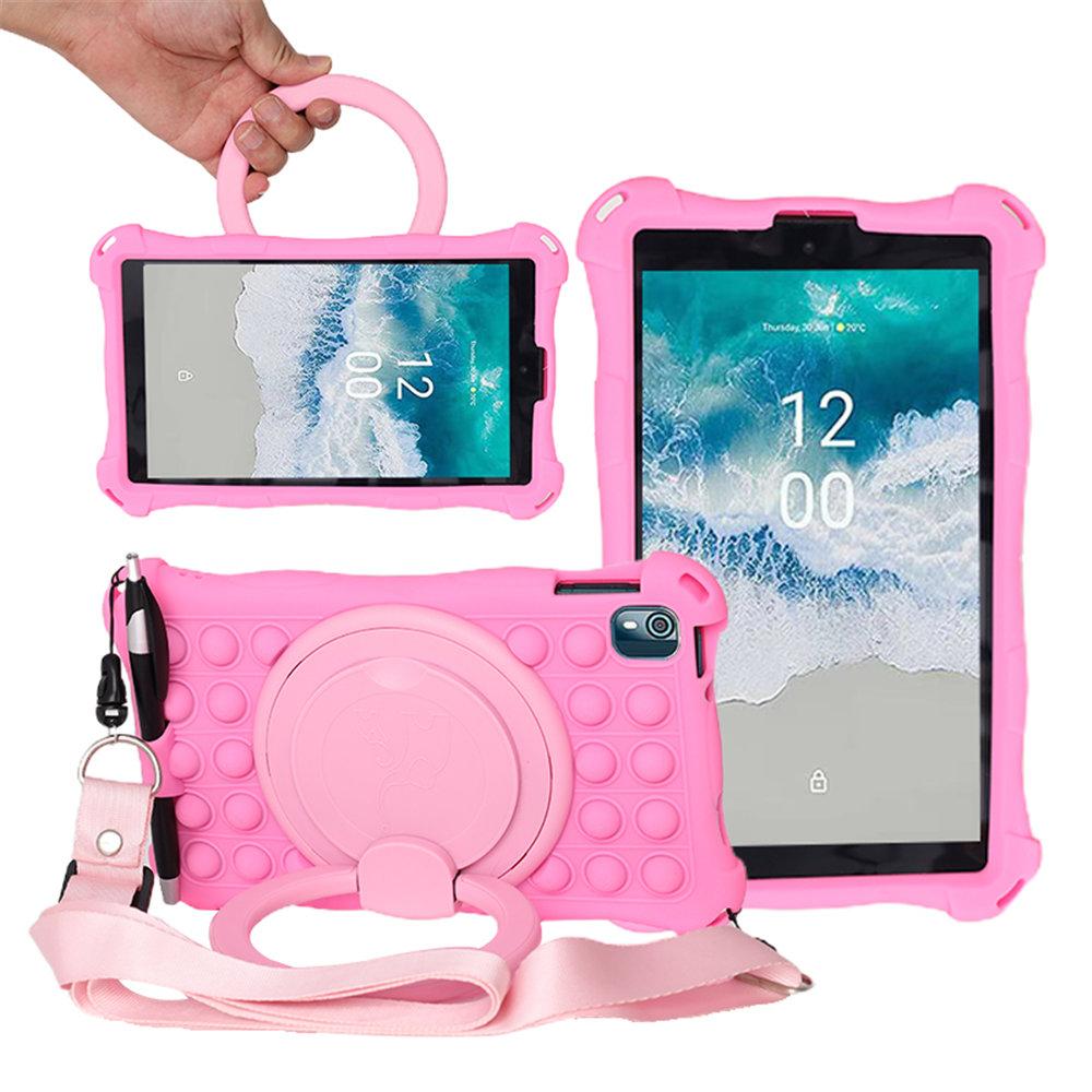 Pro Nokia T10 2025 Pouzdro 8palcové Měkké Bublinkové Silikonové Bezpečné pro Děti Kryt na Tablet Pro Nokia T10 360 Stupňů Otočný Stojan Funda