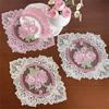 Anti-scald Lace Embroidered Coaster Oval Coffee Drink Pad Insulation Dining Mat  for Home Decor