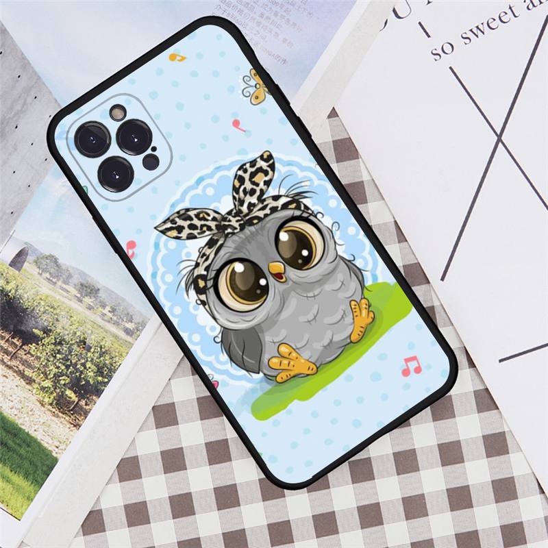 Animal Cute Cartoon Owl Phone Case For iPhone 6 7 8 Plus 11 12 13 14 Pro SE 2020 MAX Mini X XS XR Back Funda Cover
