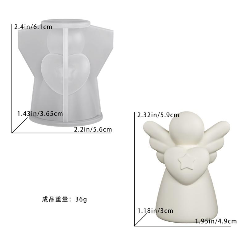3D Heart Wings Angel Silicone Scented Candle Mold DIY Girl Sculpture Gypsum Decor Handmade Human Resin Mold for Birthday Gifts