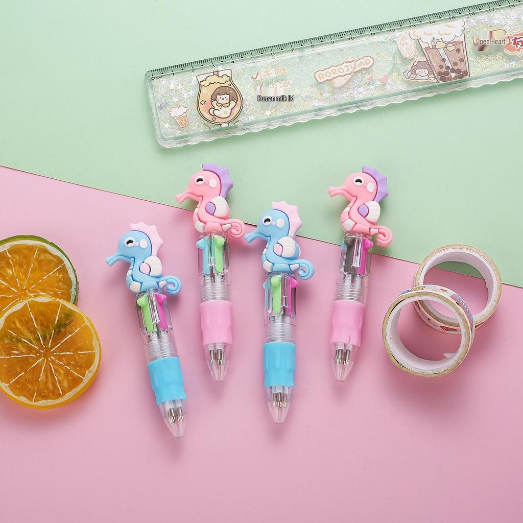 Korean Cute Animal Head 4-Color Click Ballpoint Pen