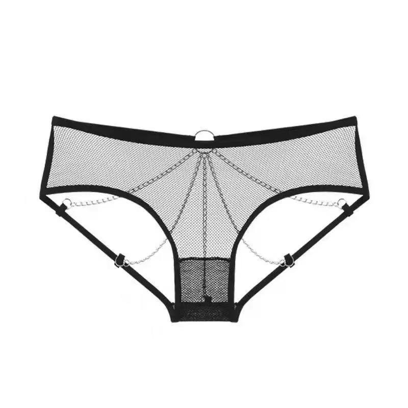 1 Stück sexy Panty sexy Verführung Metallkette Glöckchen klingelt offener Damen-Tanga leyin Flirt-Tanga