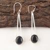 Oval Black Tourmaline Gemstone Sterling Silver Daughter Gift New Dangle Earrings EE-136-29