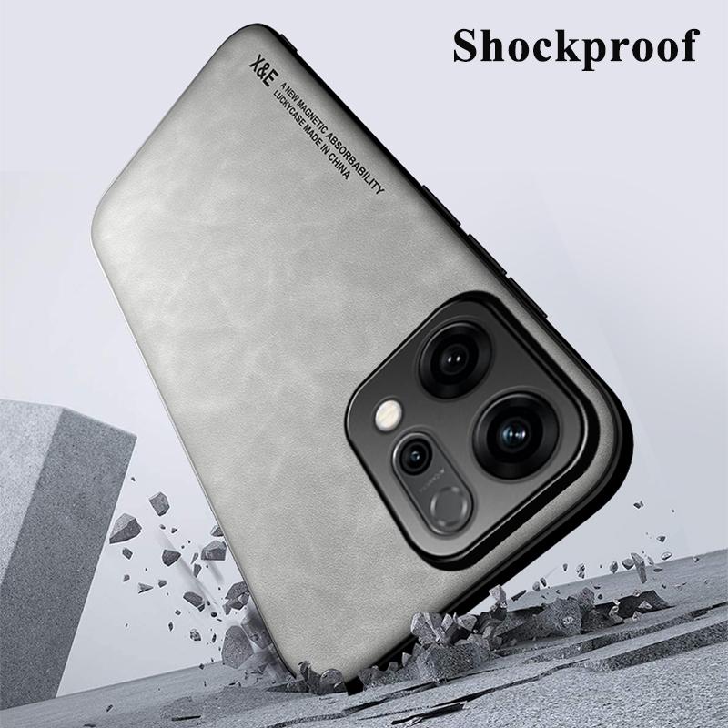 KEYSION Luxury Retro PU Leather Case for OPPO Reno14 Pro 5G Soft Silicone+PC Shockproof Phone Back Cover for OPPO Reno 14 5G