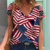 Summer American Flag USA 3D Print T-shirts Women Streetwear T Shirt Y2k Tops V-Neck Sports Tees Girl Oversized Harajuku Clothing