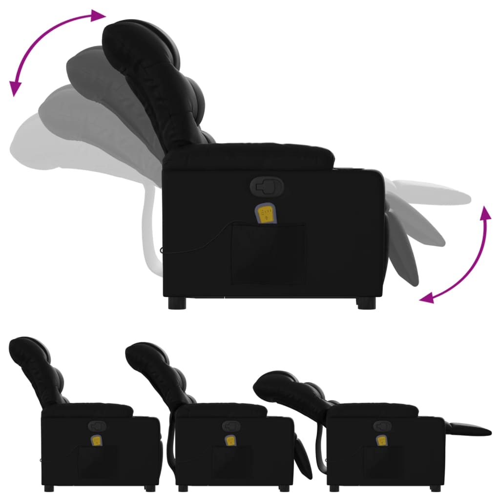 Vidaxl Lift and Massage Chair, Reclining, Black, Eco-Leather