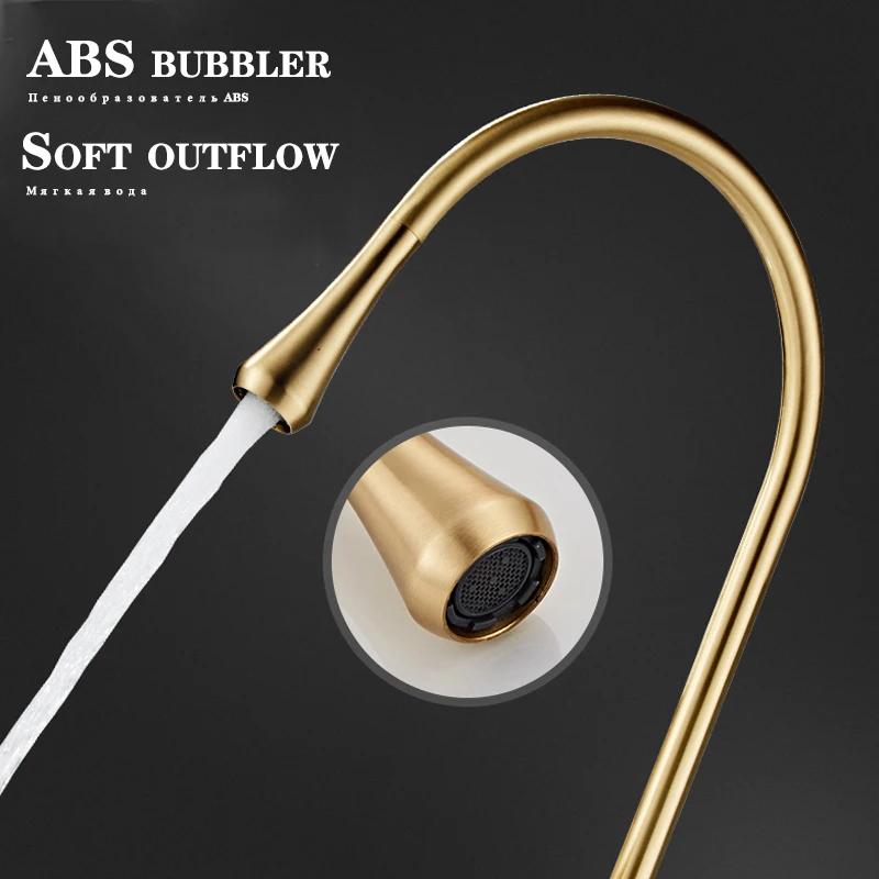 Modern Basin Faucet Brushed Gold Black Silver Faucet Deck Mounted 360 Rotation Basin Sink Tap Mixer Hot & Cold Brass Tap