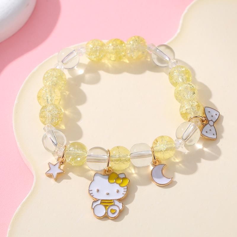 Sanrio Cinnamoroll Crystal Beaded Bracelet - Handmade Cartoon Gift for Female Students, Friends, and Couples.