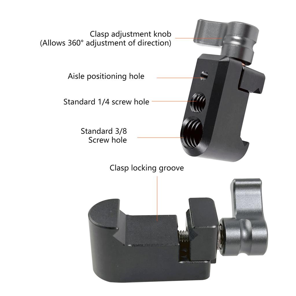 Lightweight Aluminum Sliding Rail Mount Clamp For Tripods Quick Release Design Compatibles 1/4 3/8 Camera Accessories