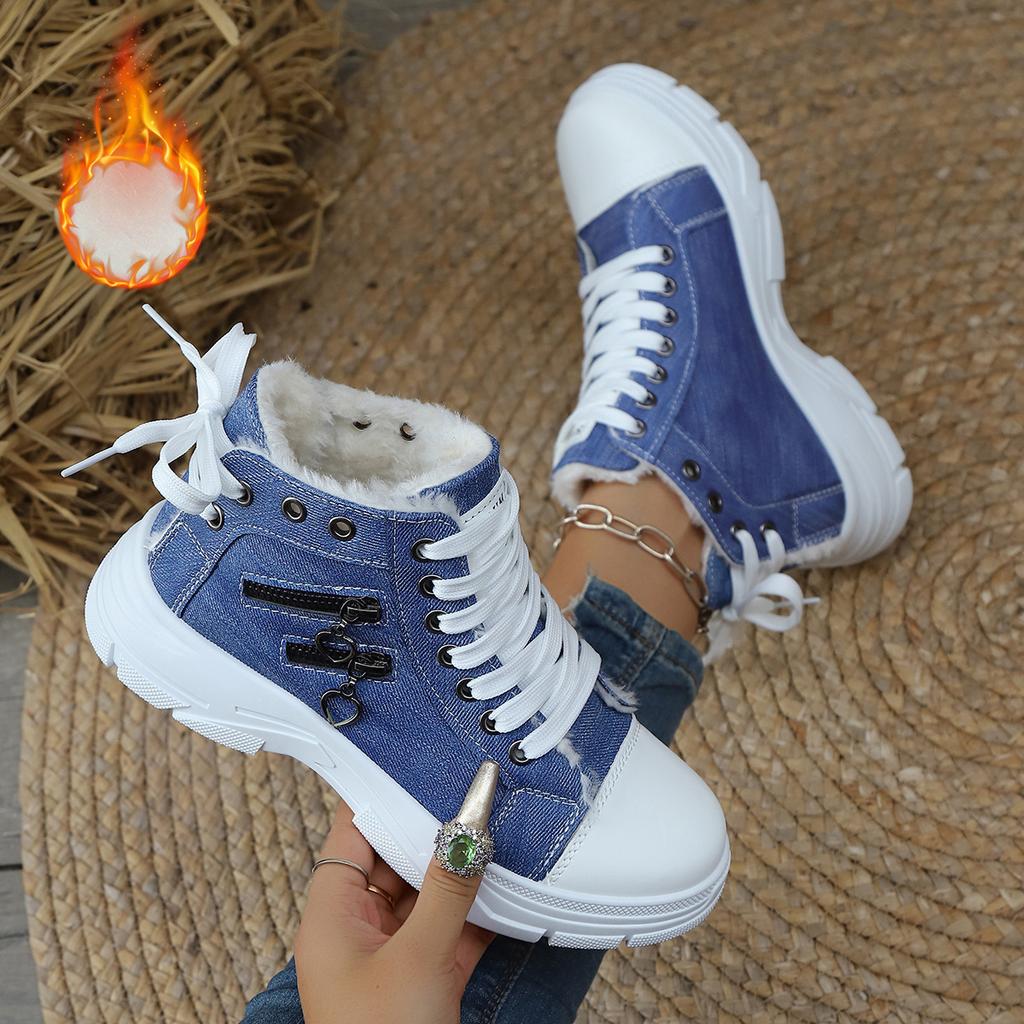 Fashion Women Plus Sizes Ankle Boots Comfortable High Top Anti-slip Snow Boots Lace Up Platform Designer Shoes Women Zapatos De Mujer