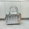 2025 Cross-border leather woven bowling bag, foreign trade explosion, cowhide small square bag, portable messenger shoulder bag, female