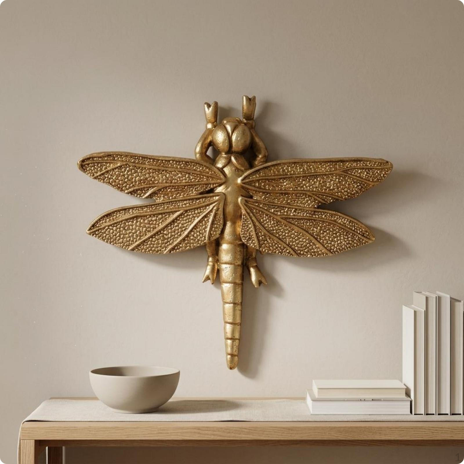 Dragonfly Wall Hanging Toned Resin Textured Appendages for Collectors, Home Decor,