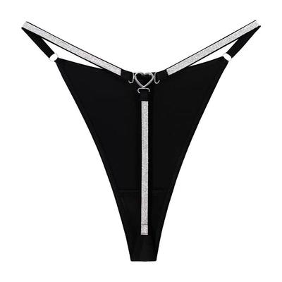 Europäische & Amerikanische Schwarze Herz-Schnallen-Tanga - Sexy Niedrige Taille Damenmode