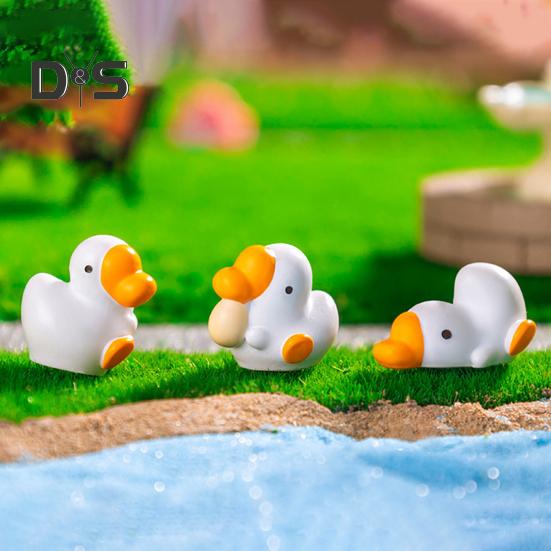 6 Pcs Mini Goose Figurines Resin Miniature White Goose Statues Bonsai Planter Goose Ornament for Micro Landscape Fairy Garden Decor
