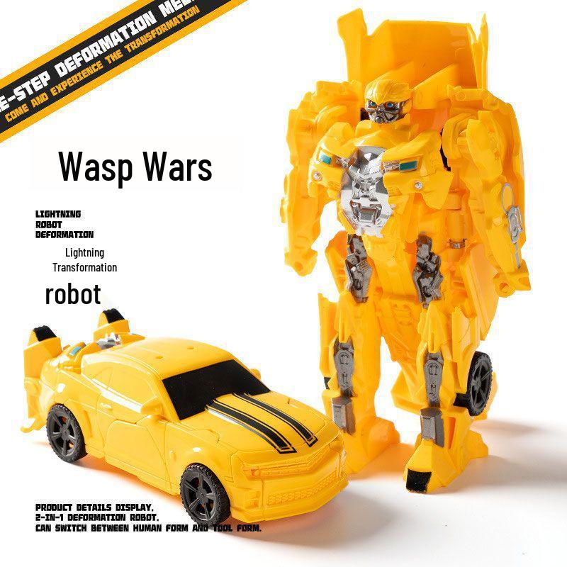 One-Step Transforming Car Toy: Children's Educational Robot Action Figure - Optimus Prime & Bumblebee Gift