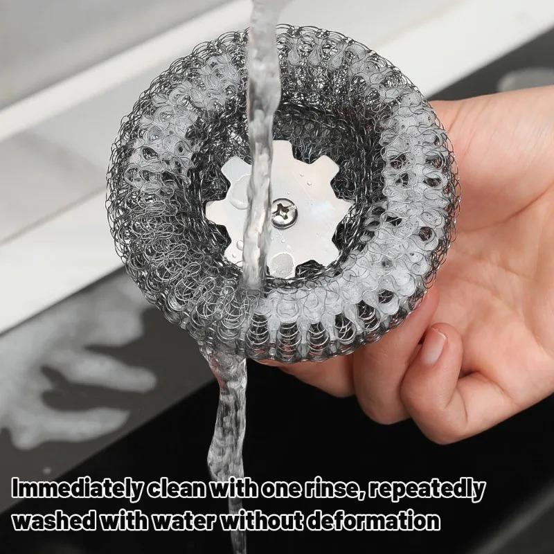 5/3/1Pcs Kitchen Stainless Steel Pot Brush with Handles Dishwashing Wire Ball Heavy Duty Metal Scrubber Home Pot Pan Cleaning Tool