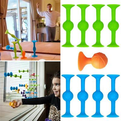 9Pcs/Set Suction Cup Relief Dart Toy Set Stress Reusable Building Blocks Mark Washable No Impact Pleasant