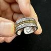 Retro Golden Rope Tang Grass Pattern Adjustable Open Ring Gothic Punk Unisex Jewelry Gift For Men Women