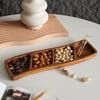 3/4 Compartments Wooden Snack Tray Portable Nut Platter Candies Tray  Living Room