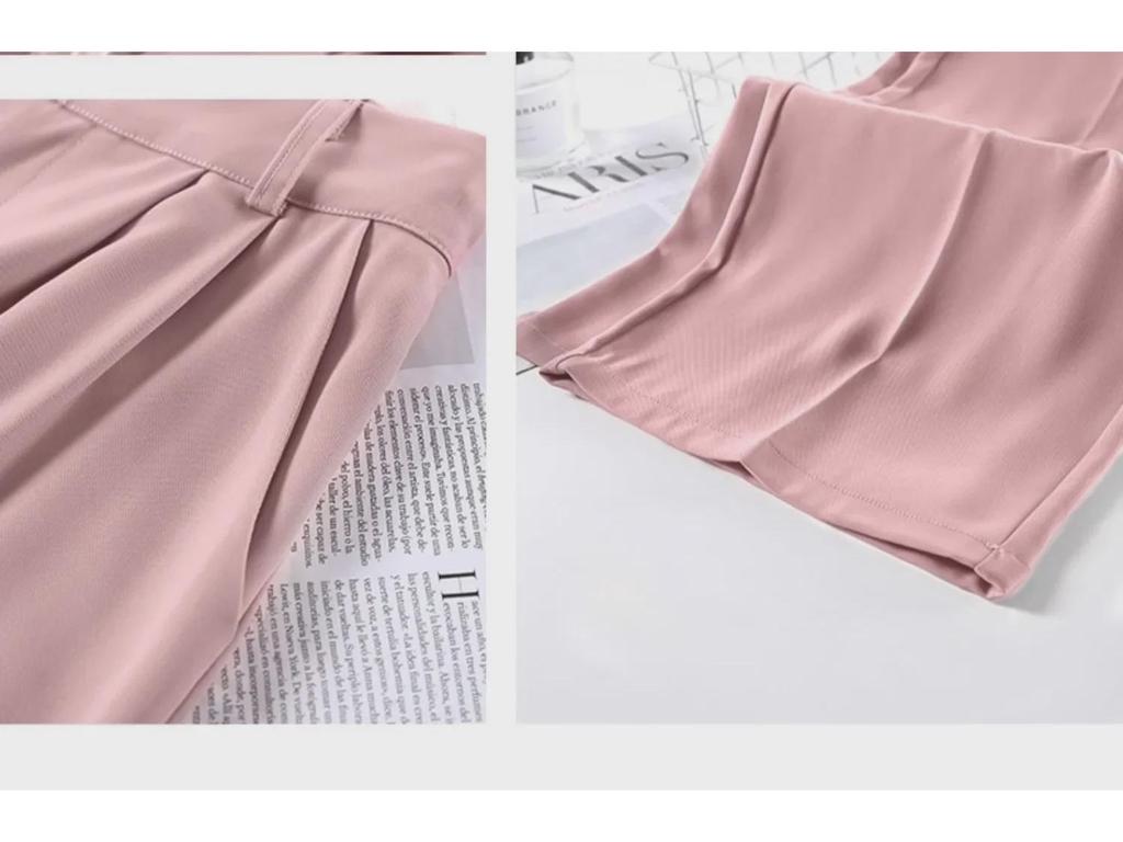 Pantalones rectos negros de cintura alta y pierna ancha, ajustados, de primavera 2024: nueva moda informal con corte drapeado.