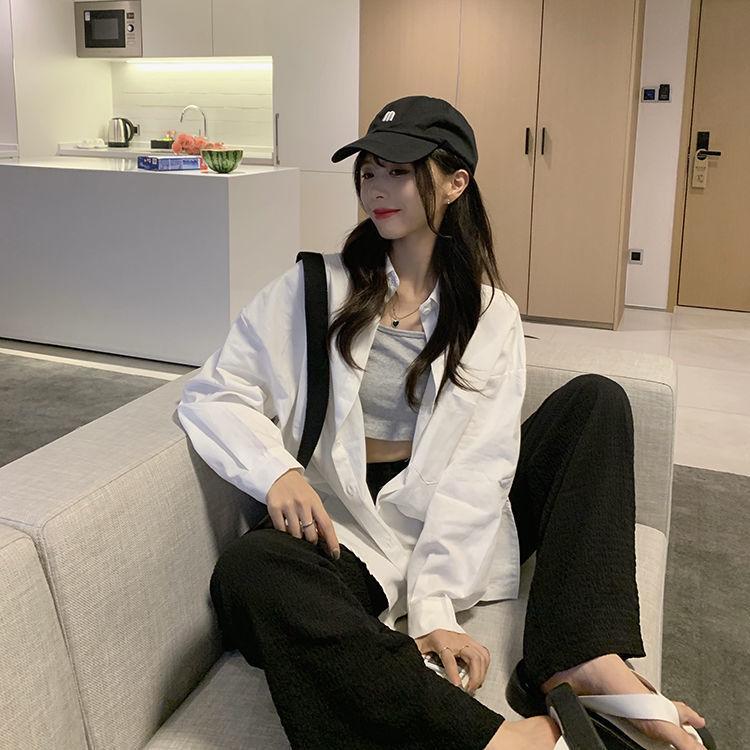 Wiosna 2024 Damska Bluzka w Koreańskim Stylu Luźna z Długim Rękawem Modna