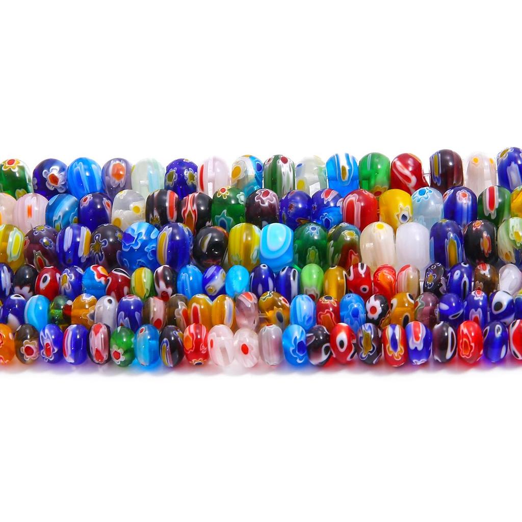 10-20pcs Mixed Colors Round Millefiori Abacus Glass Beads For DIY Jewelry Making