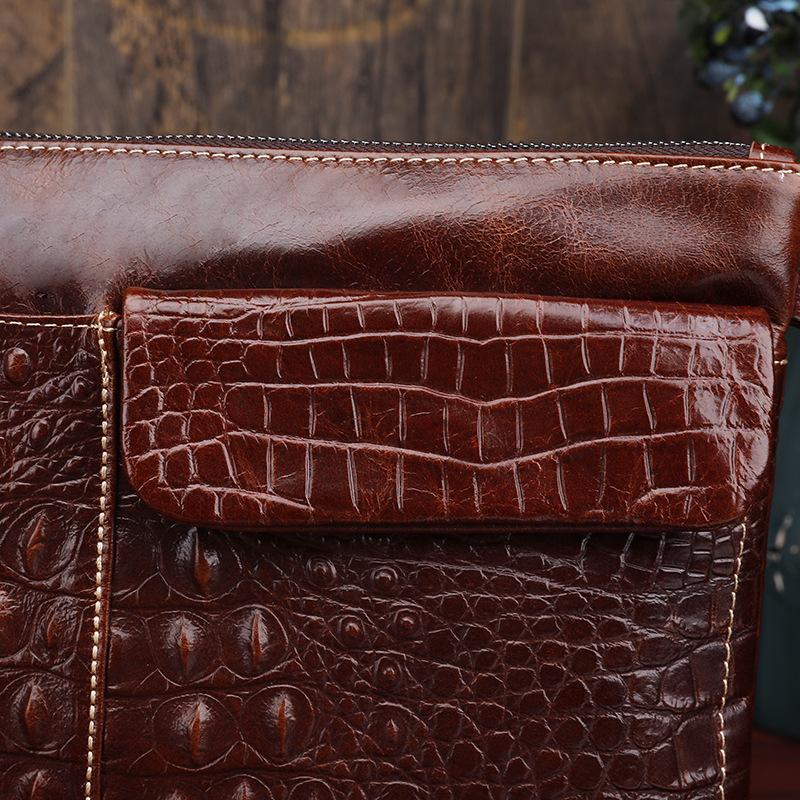 Pravá kůže Unisex Oil Wax První vrstva Hovězí kůže Taška s klipem Přes rameno Retro Taška na obálky Pánská aktovka