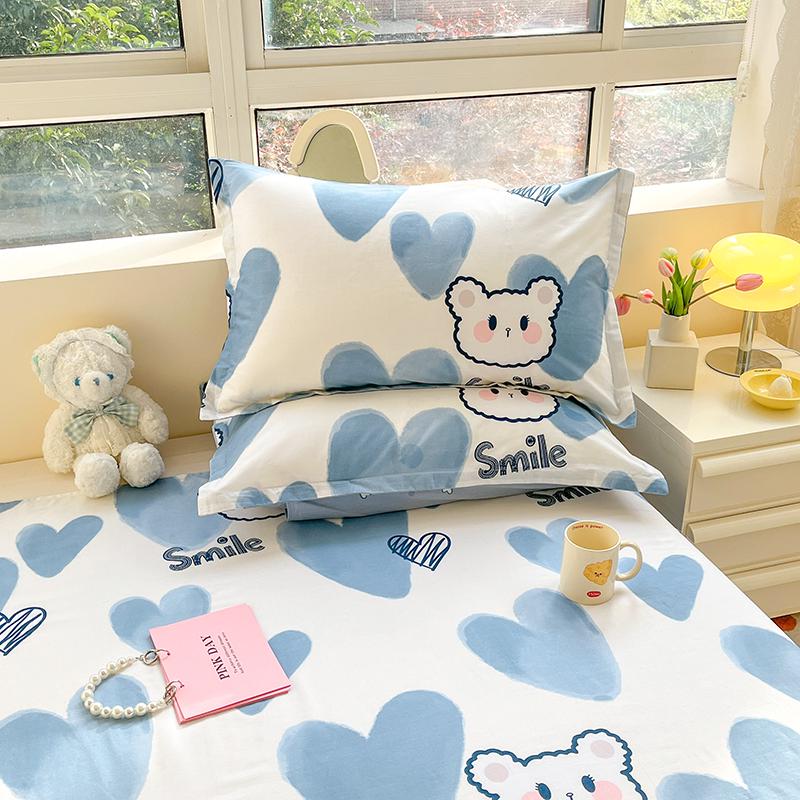 2024 New Style Pair of Blue Pure Cotton Pillowcases - Single Pack 48cm x 74cm