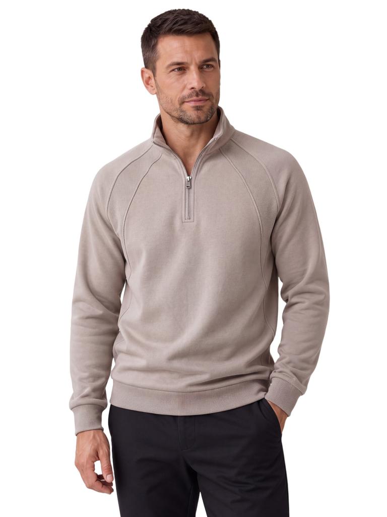 AIOPESON Half Zip Katoenmix Sweatshirts Opstaande Kraag Geribbelde Manchetten Raglanmouw Casual Sport Heren Herfst Winter Warm Pullover