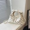 Pu Retro Polka Dot Duffle Bag With Magnetic Closure For Daily Casual Use