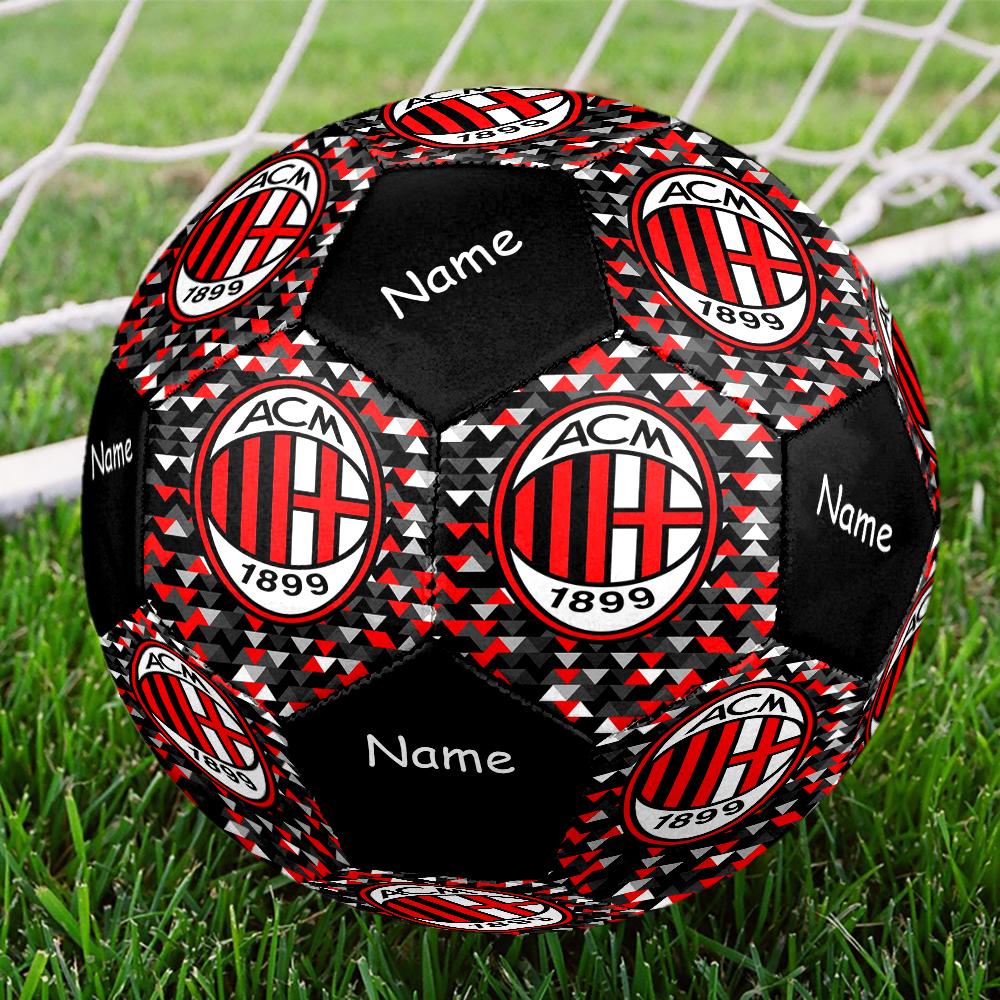Custom Name AC Milan Theme Size 5 Soccer Ball, Suitable for Both Indoor and Outdoor Matches, a Gift Suitable for Everyone.