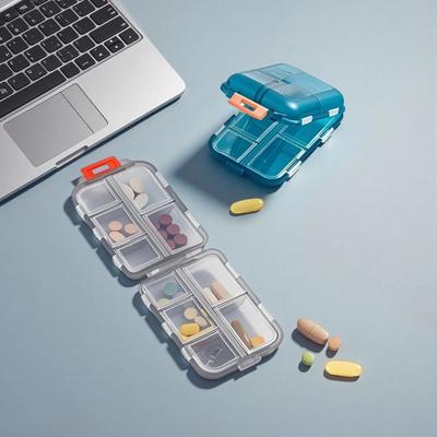 New Hot Premuim Portable 10 Grids Pill Cases Small Organizer Box Weekly Travel Pill Case Container for Vitamin Fish Oil Daily