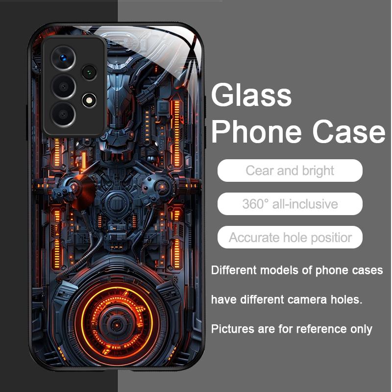 Creative Mechanical Circuit Board Pattern Glass Phone Case for Samsung Galaxy S25 Ultra S24 S23 Plus S22 S21 S20 FE A56 5G Cover