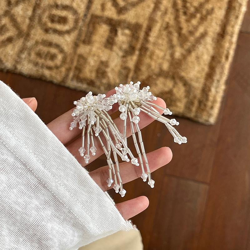 

Серьги-пусеты с бахромой из хрустальных бусин, женские серьги класса люкс, нишевые, модные, универсальные