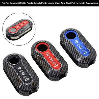 Car Flip Key Case Cover Auto Key Shell Fob Keychain Cover ABS&Silicone for Fiat Ducato 500 500L Panda Grande Punto Lancia Musa Accessories