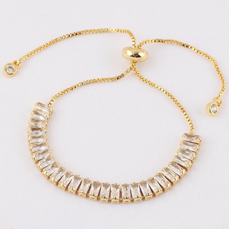 18K Gold Plated Cubic Zircon Adjustable Colorful Bracelets For Women Girls Rainbow CZ Jewelry Best Birthday Party Wedding Gift