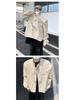 Men's Trendy Stand Collar Leather Jacket - High-End Feel, Loose Fit, Solid Color, Padded, Casual & Versatile