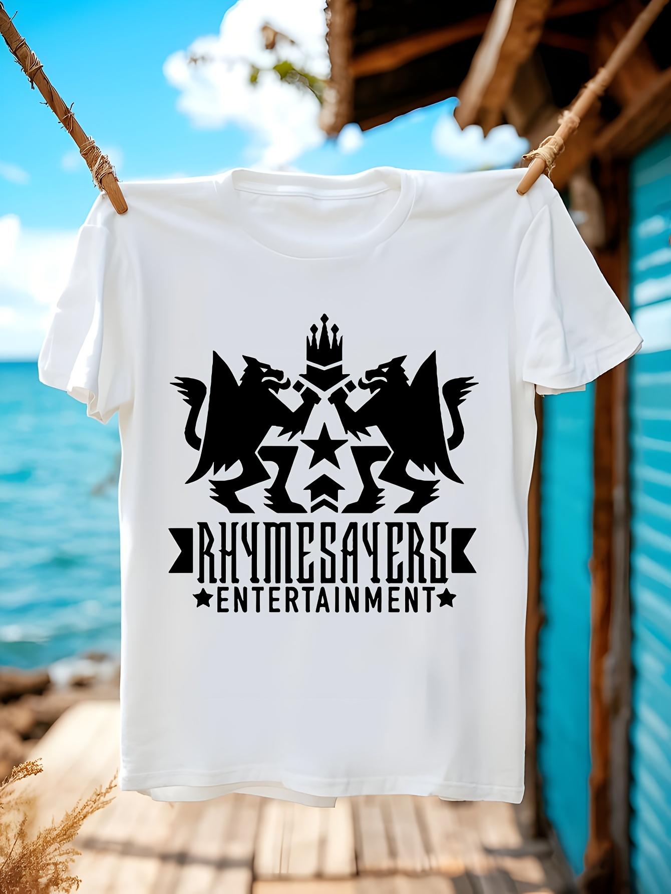 Rhymesayers Entertainment Vintage Oversized Cotton - White Hip Hop Label Graphic Tee with Lion Crown & Star Design T-shirt XXL