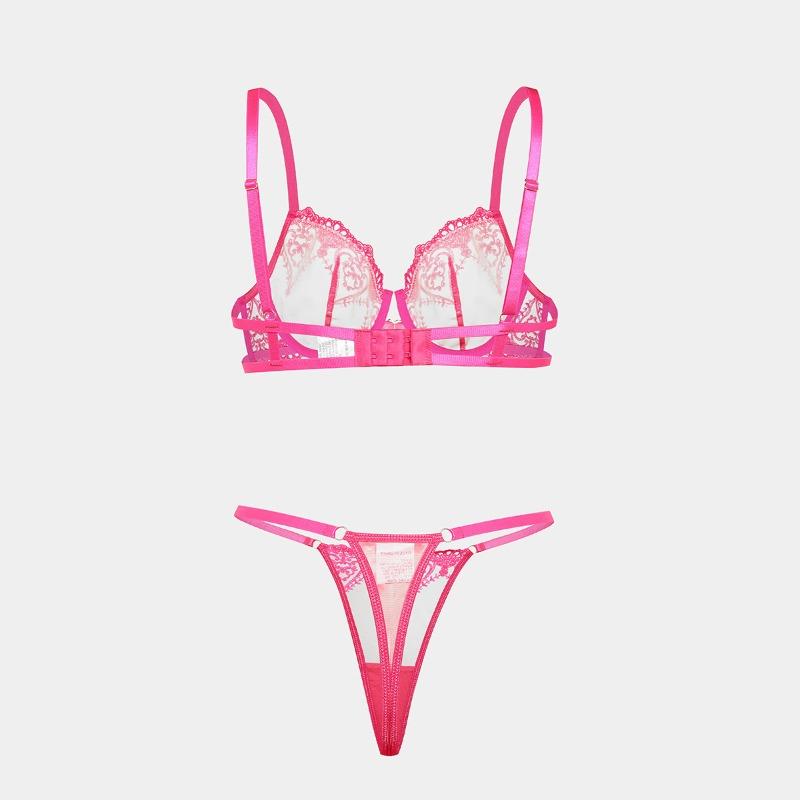 Ingerie Et Lace Underwear Sexy Ultra-thin Bra Thong Garter Foot Cover Four-piece Women's Suit
